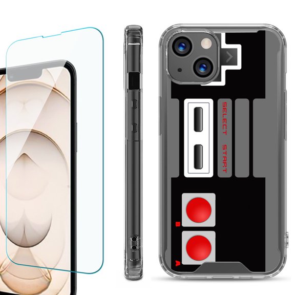 Shockproof Bumper Phone Case for iPhone 13, with Tempered Glass Screen Protector, by OneToughShield ® - Game Controller