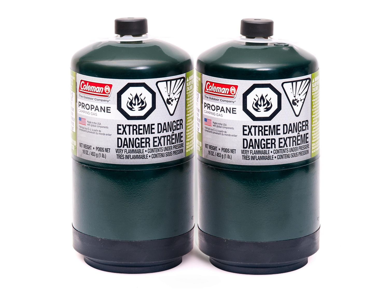 Lot de 2 bouteilles de gaz de camping au propane Coleman