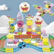3D Electric Track Gears Model Building Blocks Plastic Kid House Blocks Bricks Educational Construction Toys for Children Gifts,263pcs with box