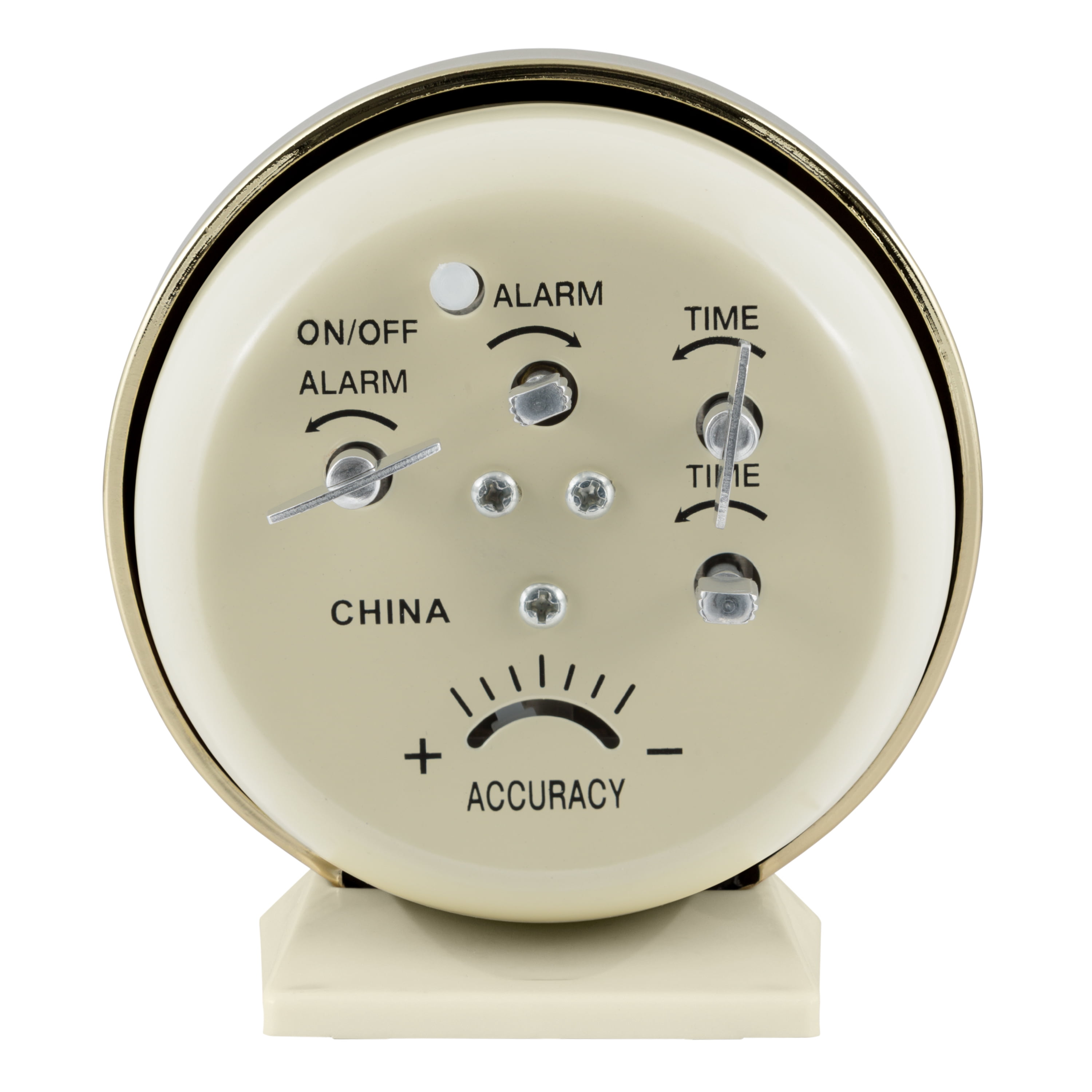 Equity Brass-finished Metal Analog Keywind Alarm Clock, 12020