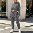 thumbnail image 6 of Chbgutlmr Sweatsuits Women 2 Piece Outfits Long Sleeve Drawstring Hem Crop Hoodies Cinch Bottom High Waist Joggers Casual Workout Plain Trendy Sets, 6 of 9