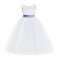 thumbnail image 2 of Ekidsbridal White V-Back Satin Special Occasion Dresses for Toddler Girls Junior Pageant Mini Bridal Gown 219T M, 2 of 3