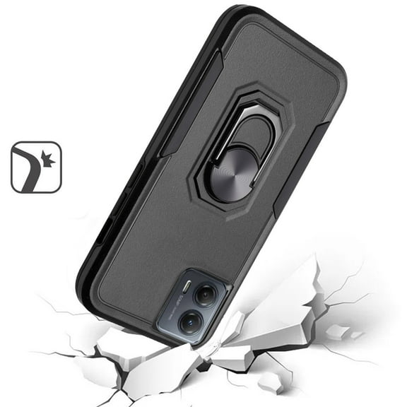 For Motorola Moto G 5G 2023 Hybrid Tough Strong Dual Layer Hard PC TPU with Magnetic Ring Stand Heavy-Duty Cover ,Xpm Phone Case [ Black ]