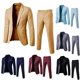 thumbnail image 3 of 1 Set Men Blazer Pants Set Solid Color Long Sleeve Slim Fit Turndown Collar Temperament One Button Pockets Suit Set Male Clothes, 3 of 4