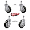 thumbnail image 2 of 5 Inch Black Polyurethane Wheel Swivel ½ Inch Threaded Stem Caster Set 2 Brakes, 2 of 2