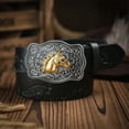 thumbnail image 6 of Wiywef Western Leather Buckle Belts Cowboy Horse Pattern Leather Buckle Belt Floral Engraved Buckle Belt for Men Women, 6 of 7