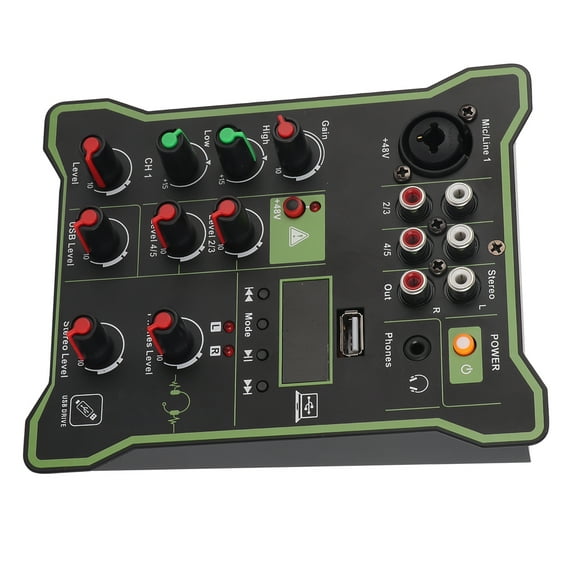 Mini Audio Mixer, 5 Channel Audio Mixer Automatically Beautify Voice USB Interface for Computers for Tablets