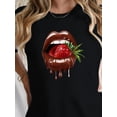 thumbnail image 2 of Chocolate lips with strawberry Cotton women's T-shirt with comfortable fit Tee For Adult, Men, Women, Teen, Teenager, Adolescent, Youth, 2 of 7