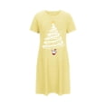 thumbnail image 2 of Chemises de Nuit Grande Taille pour Femmes, Noël, Manches Courtes, Robe de Nuit, Col Rond, Jaune, G, 2 of 5