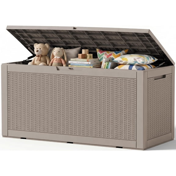MISSUNNY 170 Gallon Resin Deck Box - Waterproof, UV Resistant Outdoor Storage for Patio, Toys & Packages, Lockable, Gray