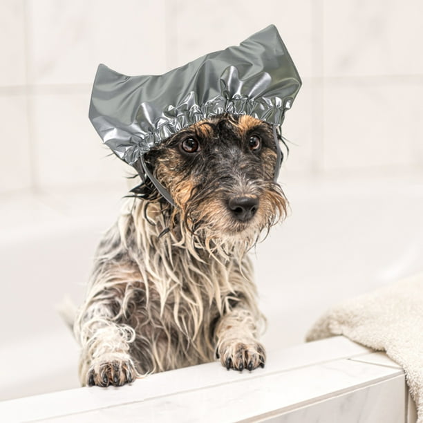 YUEHAO Pet Supplies Pet Shower Cap For Ears S Dog Shower Cap Pet Bath Cap With Adjustable Fixed Strap For Pets Cats Dogs Taking Shower Silver