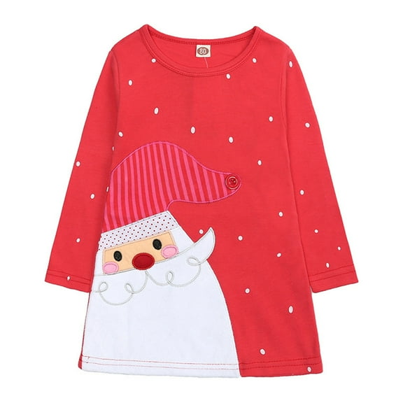 Afdoent Toddler Girls Dress Children Christmas Dresses Longsleeve Cartoon Striped T Shirt Dress 2-3 Years