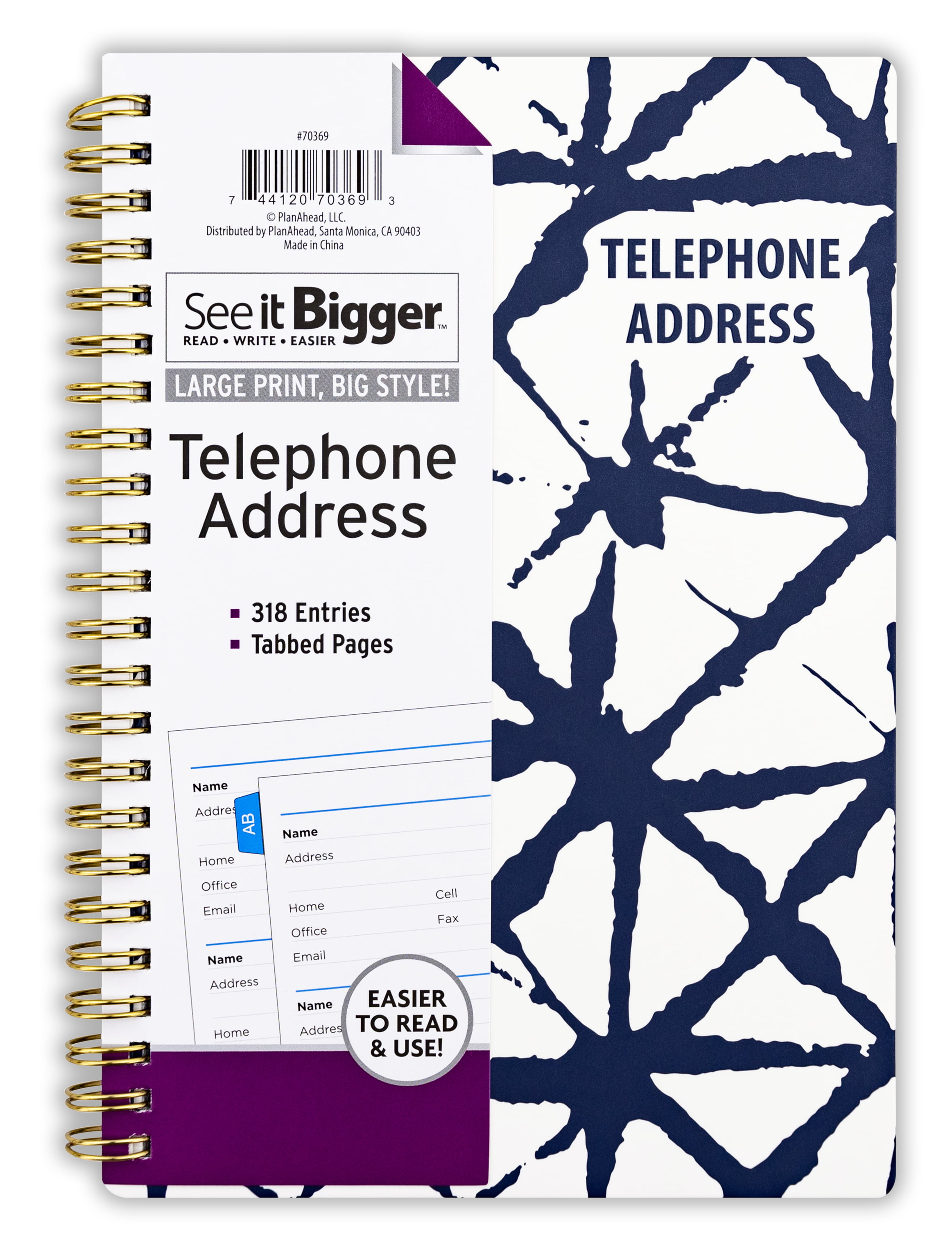 Phone Numbers Telephone Address Book Organizer Notebook to Keep Track of Names Addresses Emails & Birthdays Address Book Large Print: Address Book with Alphabetical Tabs