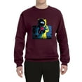 thumbnail image 2 of Wild Bobby, Colorful Cosmic Neon Astronaut Lunar Spaceman Moon Galaxy, Fashion, Unisex Crewneck Graphic Sweatshirt, Maroon, XX-Large, 2 of 4