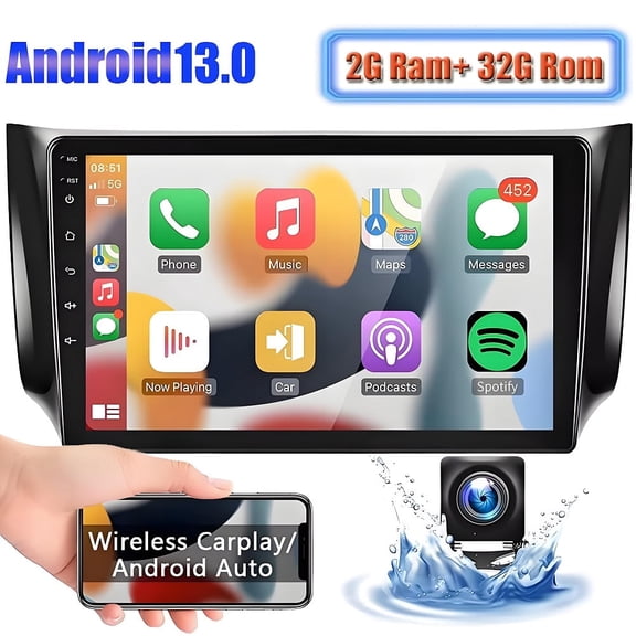 for 2012-2018 Nissan Sentra Sylphy Android 13 Radio, 10.1 Inch Touch Screen Radio Dash Kit with Backup Camera, GPS Navigation Support Mirror Link Bluetooth WiFi FM