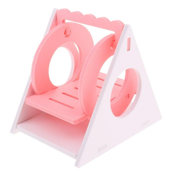 DOLITY Wooden Funny Hamster Swing Exercise Toy Mouse Funny Lookout pink