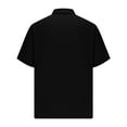 thumbnail image 4 of ZCFZJW Mens Waffle Button Down Shirt Short Sleeve Loose Fit Cuban Summer Beach Plain Tops Trendy Hawaiian Vacation Tees Shirt Black XXXXXL, 4 of 5