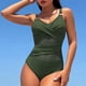 thumbnail image 4 of Trajes de baño de una pieza para mujer Trajes de baño de color sólido para mujer Trajes de baño fruncidos con cuello en V Trajes de baño sin espalda Conjunto de bikini Traje de baño para mujer, 4 of 9
