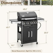 MF Studio 4 Burner Propane Gas Grill and Griddle Combo with Side Burner BBQ Grill - Black