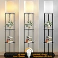 thumbnail image 2 of Floor Lamp with Shelves, 64" Round Standing Lamp with 3 Color Temperature Bulb, Corner Display Bookshelf Lamp, Modern Lamp for Living Room Bedroom Office, 2 of 8
