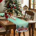 thumbnail image 4 of Merry Christmas Words on Green Table Runner 13x70in Non-Slip Cotton Linen Table Runners, Red Truck Colored Ball Dresser Scarves TableRunner for Dinner Kitchen Dining Wedding Party, 4 of 9