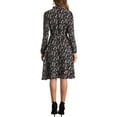 thumbnail image 3 of INSPIRE CHIC Women's Tie Neck Dresses Chiffon Long Sleeve Belted Vintage Floral Dress L Blacks, 3 of 6