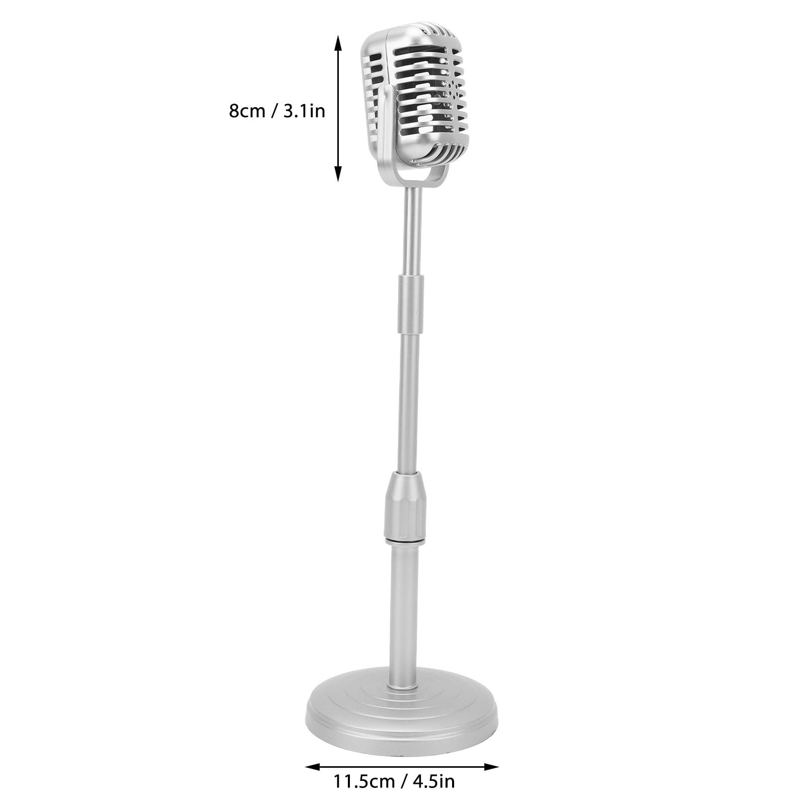 Retro Microphone Props Liftable Realistic Lightweight Fake Vintage Microphone Model for Shooting Cosplay Silver