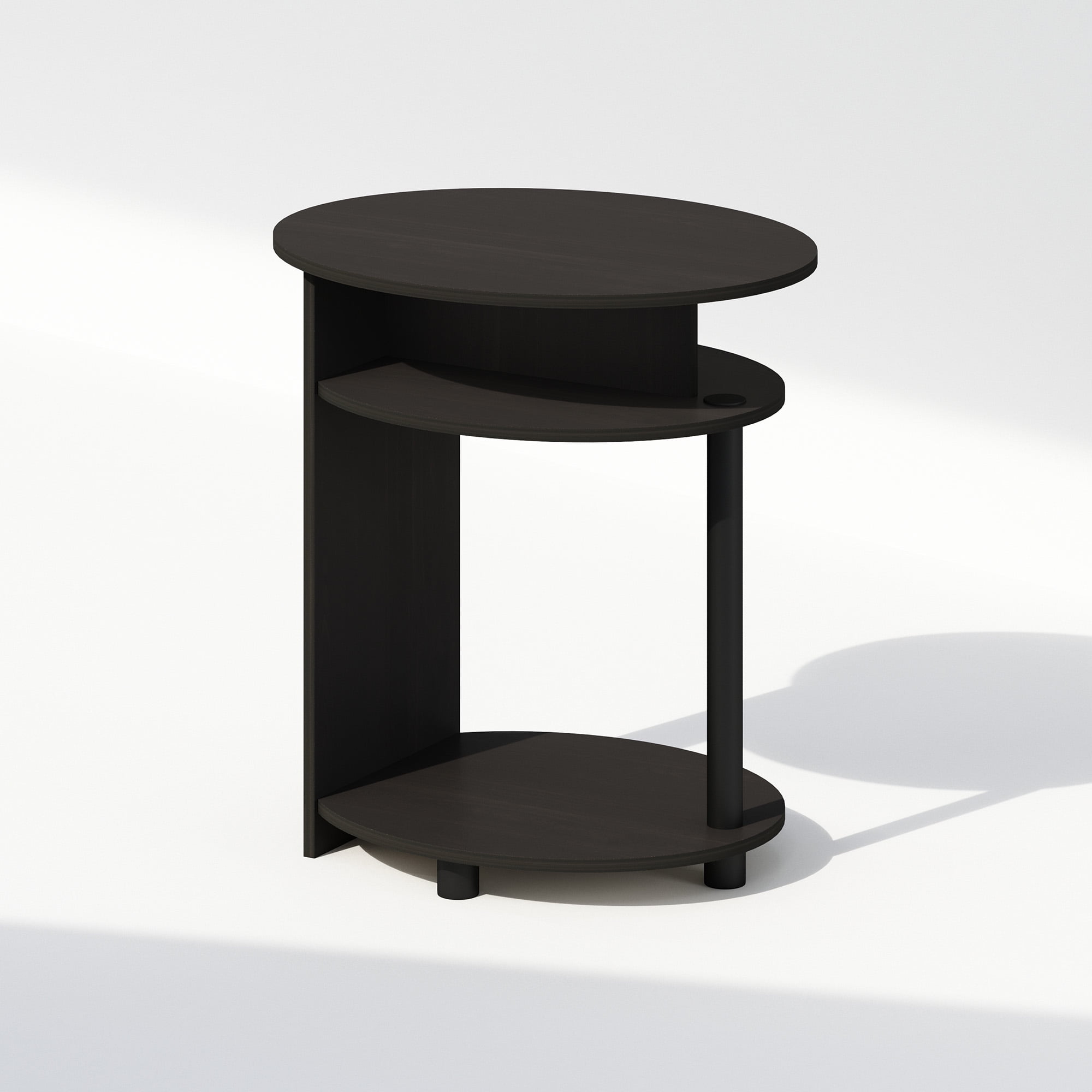 Furinno Tidur Simple Design Oval Nightstand, Bedside Table, Walnut