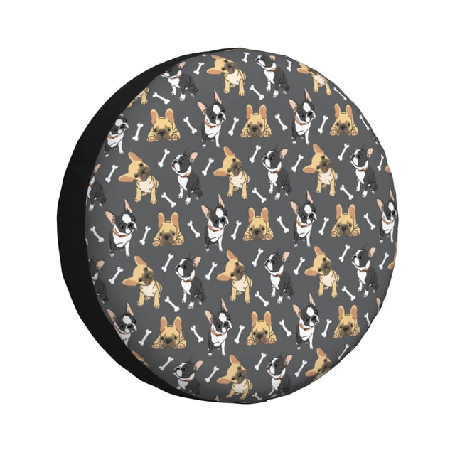 Fotbe Bulldog Print Funda de Llanta de Repuesto con Estampado, Engrosada, Ajuste Universal para Jeep, Remolque, RV, SUV, Camión-15 inch