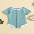 thumbnail image 2 of Bébé Filles Garçons Casual Romper Manches Courtes Boutons Combinaisons Tops, 2 of 8