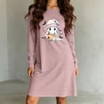 thumbnail image 4 of Taqqpue Womens Halloween Cotton Nightgown Long Sleeves Round Neck Sleepshirt Print Nightshirt Casual Plus Size Knee Length Sleep Dress Pullover Halloween Pumpkin Printed Sleep Shirt for Women, 4 of 6