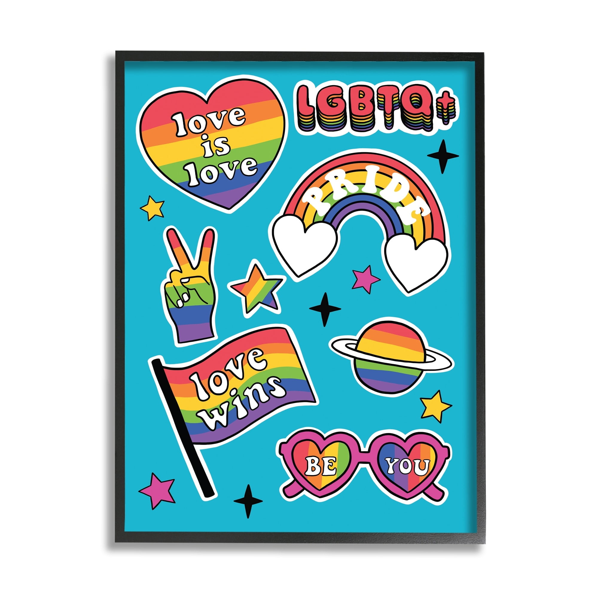 Stupell Industries LGBTQ Be You Pride Rainbows Holiday Painting Gray Framed Art Print Wall Art