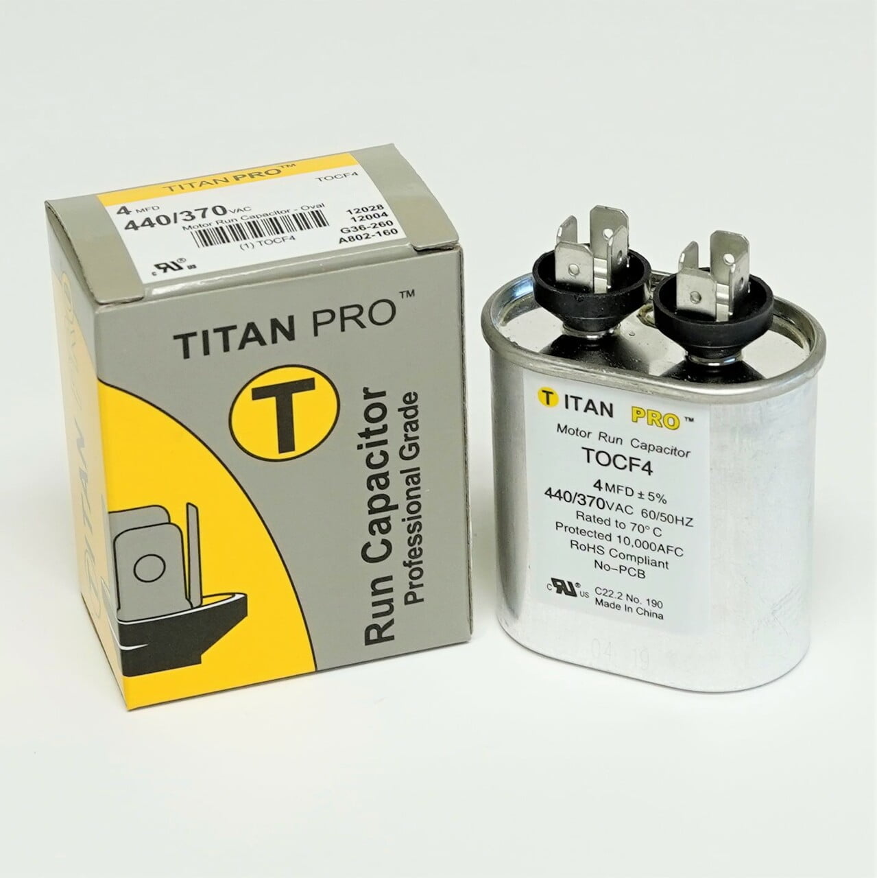 TitanPro TRCF3 HVAC Round Motor Run Capacitor 3 MFD/UF 440/370 Volts 