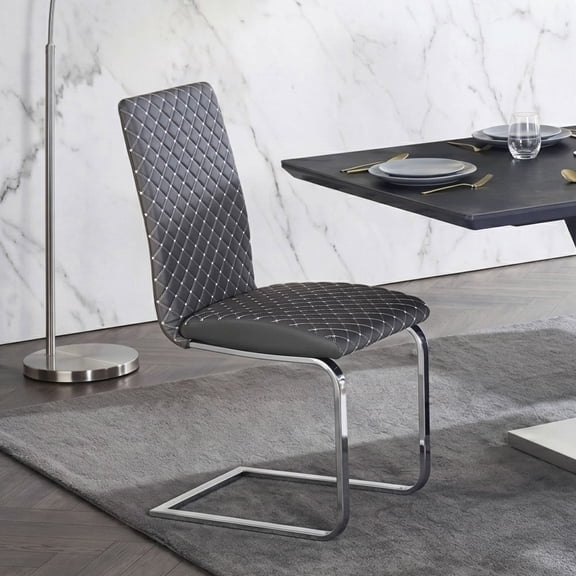 OakvillePark Nivo Modern Faux Leather Dining Chairs, Gray (Set of 2)