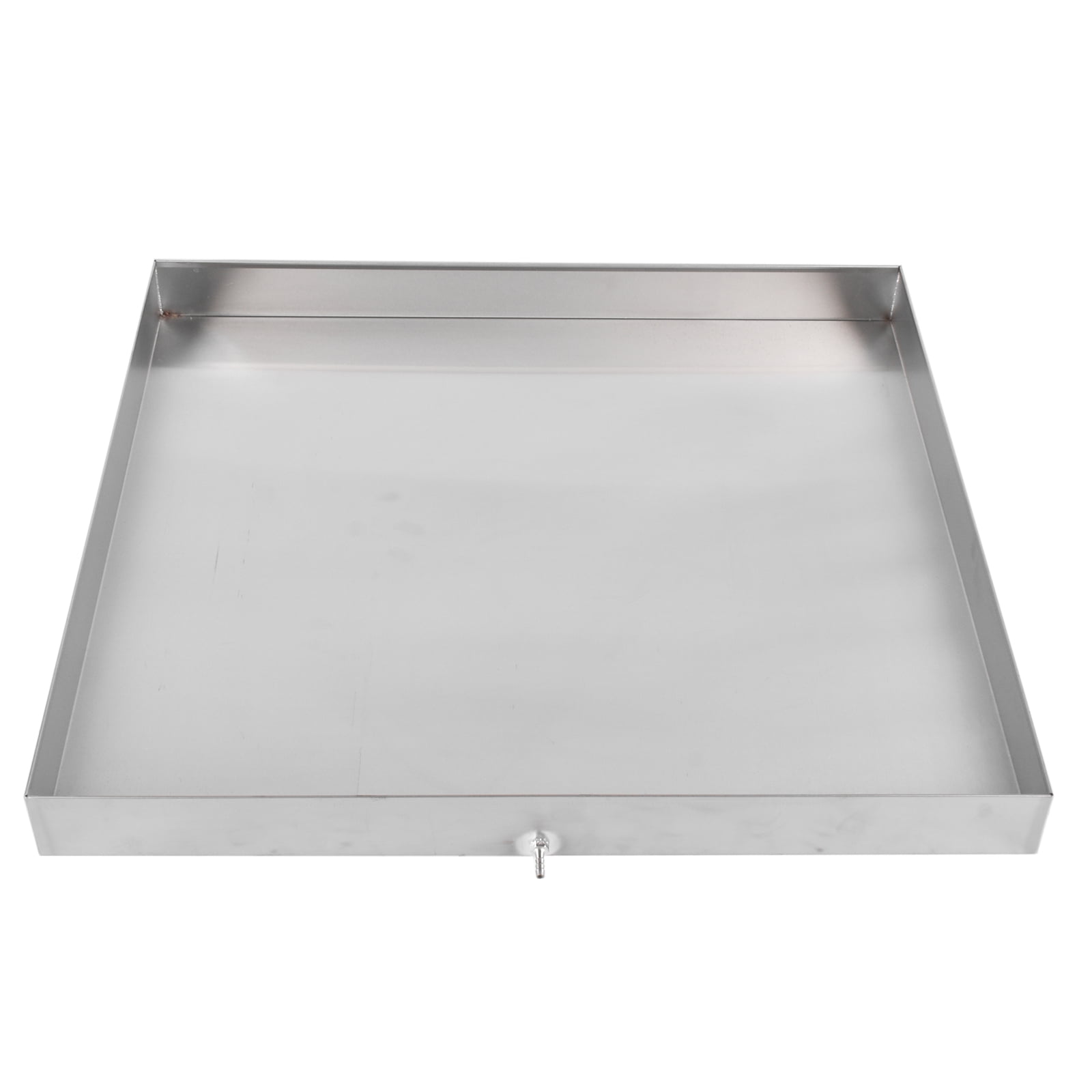 GELUOXI 27 x 25 x 2.5 Inch Washing Machine Pan Stainless Steel Washing Machine Drain Pan Heavy Duty Compact Washer Drip Tray with Drain Hole & Hose Adapter
