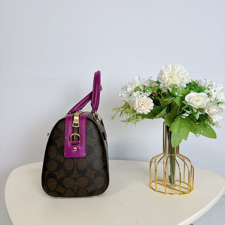 コーチ / ROWAN SATCHEL / ブラウン ダークマゼンタ COACH Rowan Satchel In Leather (Brown Dark Magenta
