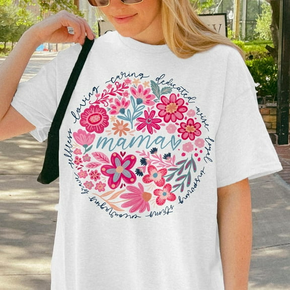 Boho Floral Mama Shirt, Mom Adjectives T-shirt, She Is Mom Shirt, Mother's Day Gift