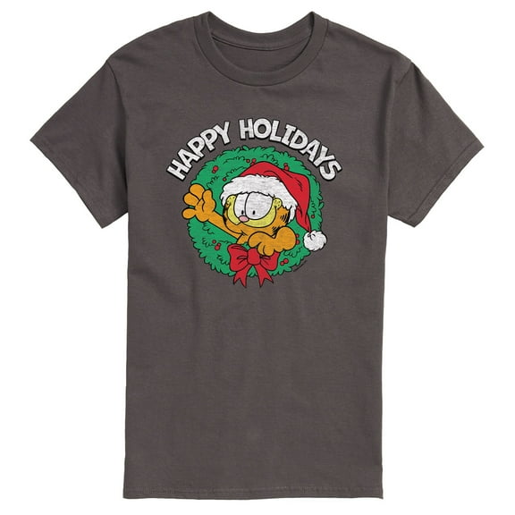 Garfield - Happy Holidays Wreath Christmas - Men's Short Sleeve Graphic T-Shirt