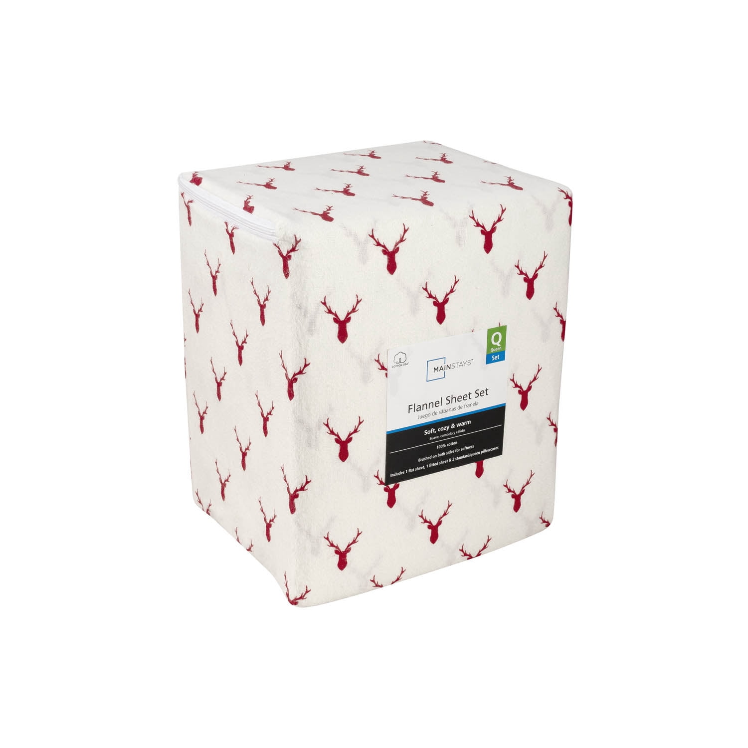 Mainstays Flannel Sheet Set, Green Floral, Queen
