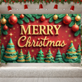 thumbnail image 6 of Red Background Merry Christmas Banner Gold Lettering Christmas Backdrop Pine Tree Design Snowflake Decor Festive Banner for Christmas Party Home Decoration Holiday Gathering, 6 of 9