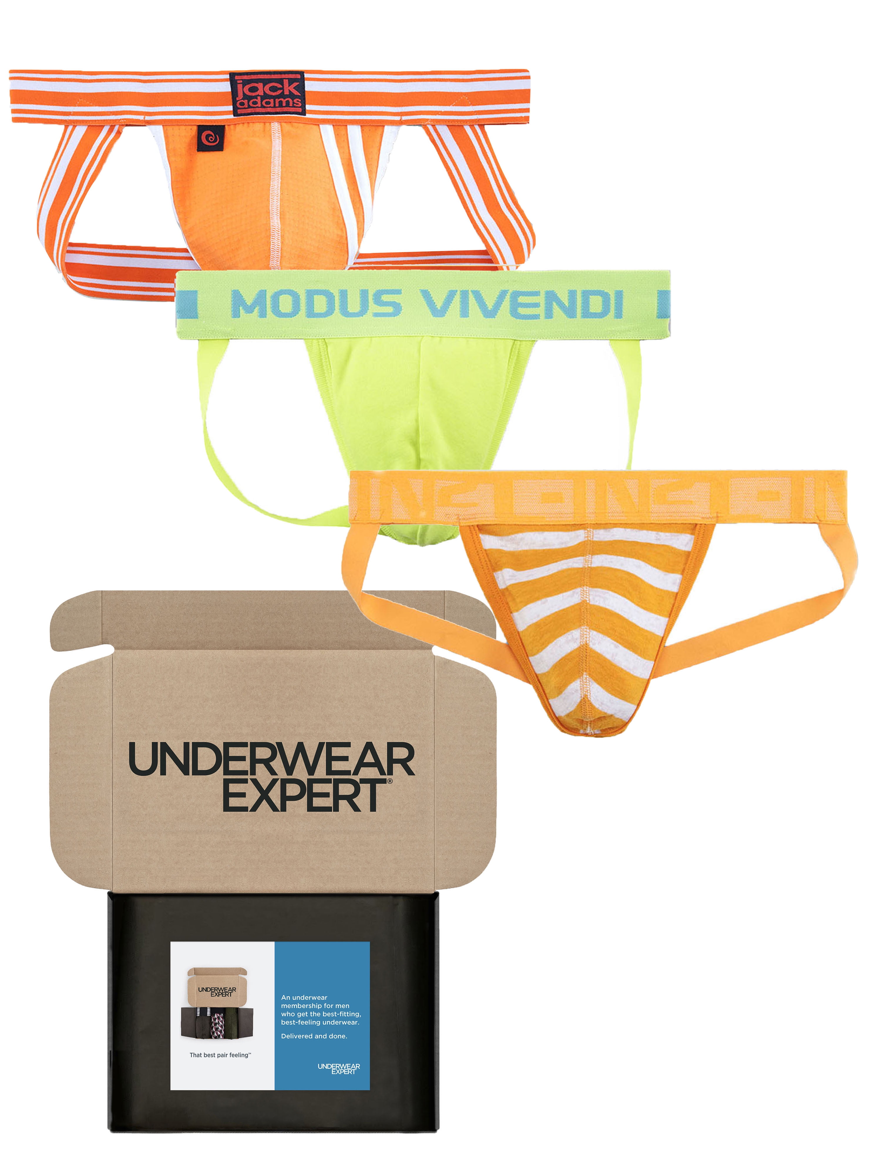Underwear Expert Men's Jockstraps Curated Mystery Box, 3 Pairs