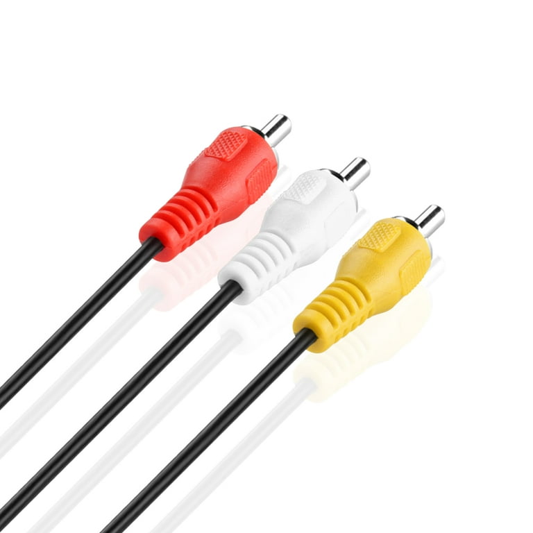 3 RCA Cable (10 FT) - 3RCA AV RCA Composite Video + 2RCA Stereo Audio M/M  Male to Male Dual Shielded RCA Connector Plug Jack Wire Cord 