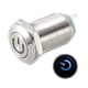 thumbnail image 4 of Interruptor de botón pulsador de metal de enclavamiento Uxcell, cabeza plana, diámetro de montaje de 12 mm, 1NO, luz LED azul de 3-6V, 4 of 5