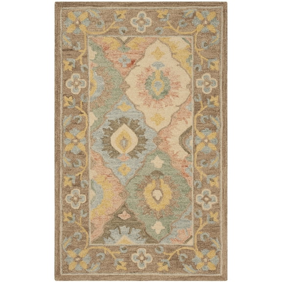 SAFAVIEH Suzani Shavonne Traditional Wool Area Rug, Ivory/Multi, 3' x 5'