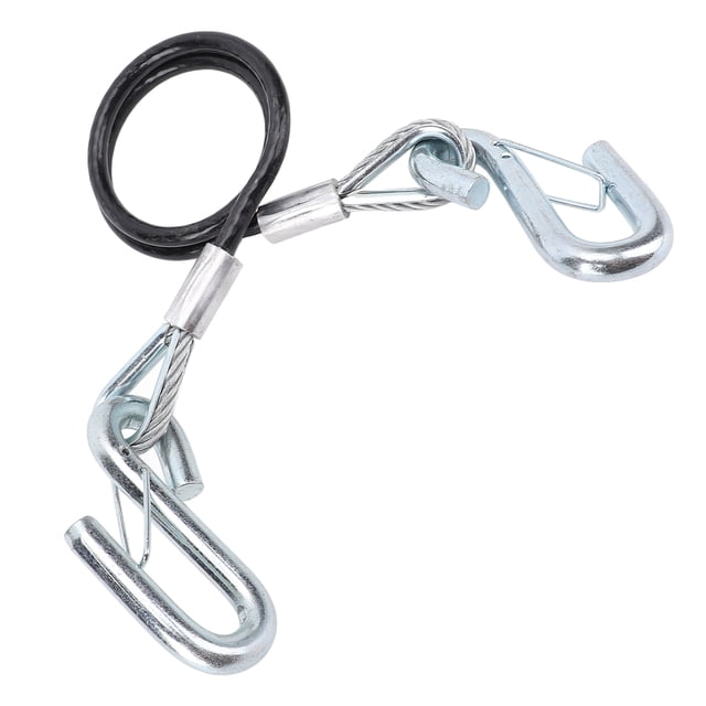 Trailer Safety Towing Cable With S Hook 3500lbs Load Bearing 27.6in Maximum Extension Length Spring Towing Rope For RV