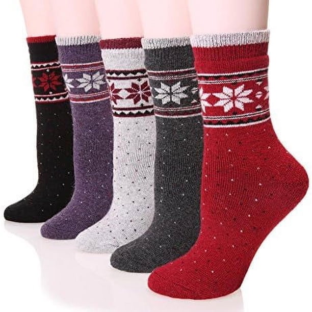 5 pares de calcetines térmicos de lana merino para mujer, calcetines de invierno gruesos y cálidos para senderismo, cómodos y cómodos para botas