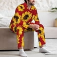 thumbnail image 7 of Naloa Sunflowers On Red Men’s Pajamas Set - Long Sleeve Button Down Sleep Shirt and Pajama Bottoms Sleepwear Set-, 7 of 7