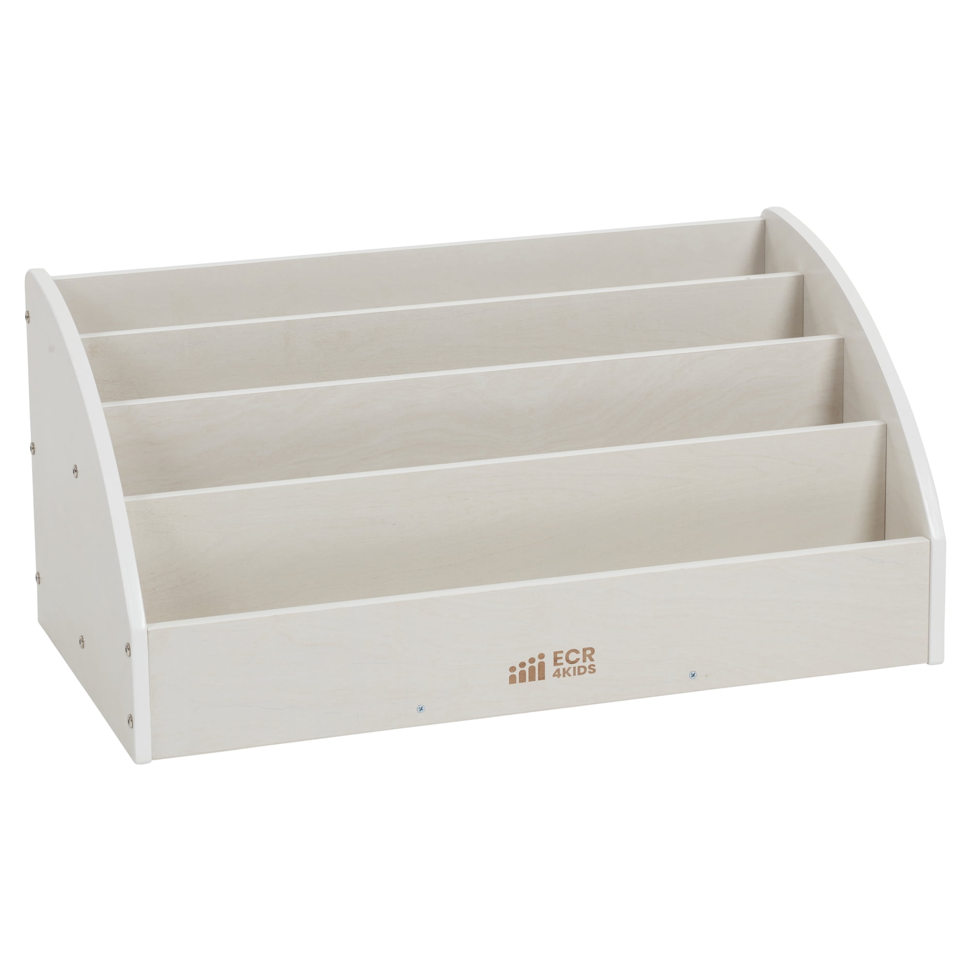 ECR4Kids Wooden Forward-Facing Toddler Book Display, Beginner Bookshelf, White Wash