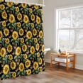 thumbnail image 4 of Flowers Flowers Shower Curtain, Green Leaf Bee Butterfly Black Background Waterproof Shower Curtain Set with 12 Hooks Lightweight Bath Curtains Fabric Bathroom Decor 72x72 Inches, 4 of 9