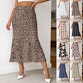 thumbnail image 2 of Work Skirts for Women Front Slit Striped Breathable Flowy Maxi Skirt Summer Boho Pleated Beach Long Skirts with Pockets, 2 of 5
